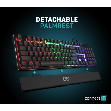 CONNECT IT CKB-7050-CS - LED RGB Teclado gaming con cable con localización para checo/eslovaco negro