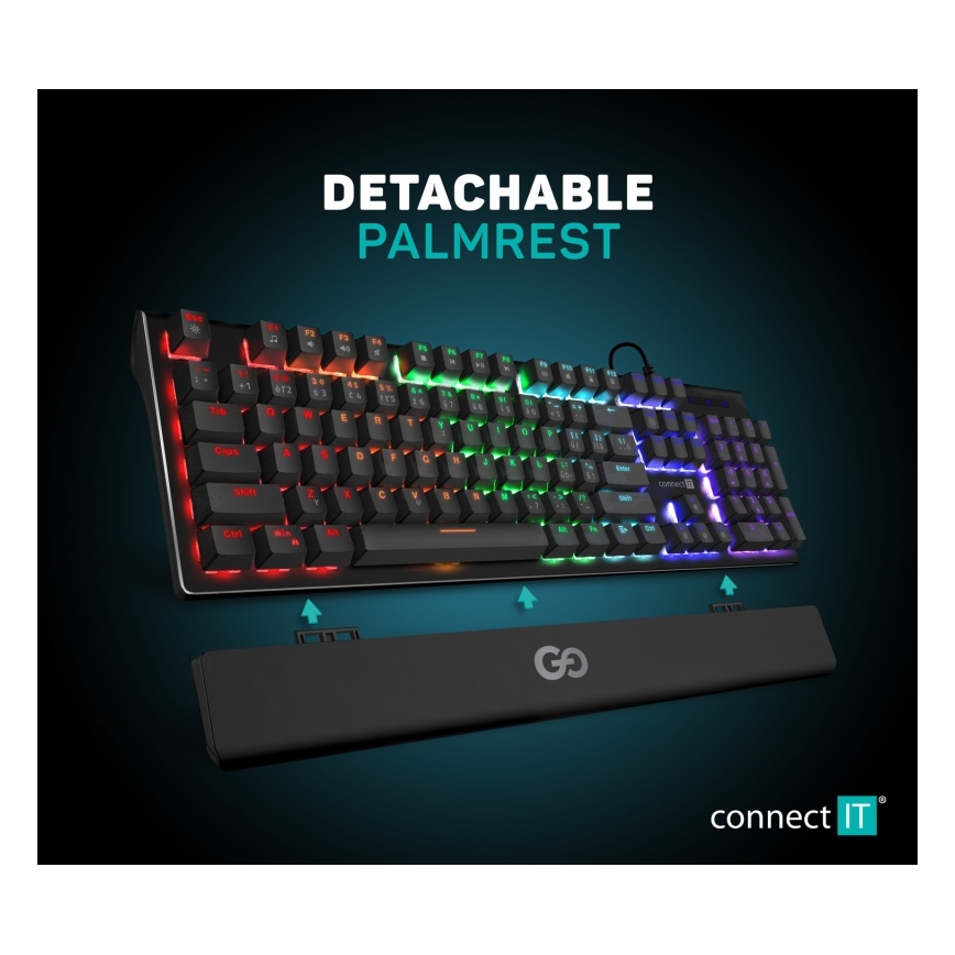 CONNECT IT CKB-7050-CS - LED RGB Teclado gaming con cable con localización para checo/eslovaco negro