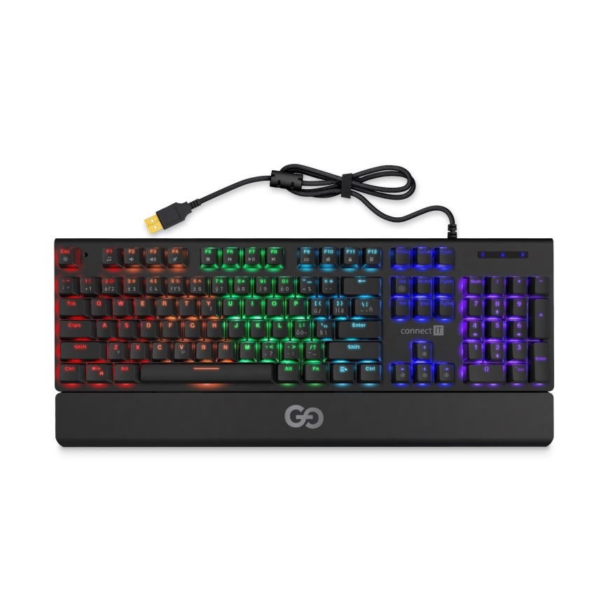 CONNECT IT CKB-7050-CS - LED RGB Teclado gaming con cable con localización para checo/eslovaco negro