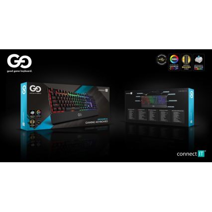 CONNECT IT CKB-7050-CS - LED RGB Teclado gaming con cable con localización para checo/eslovaco negro
