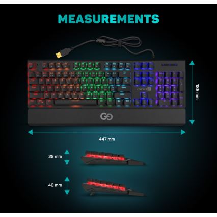 CONNECT IT CKB-7050-CS - LED RGB Teclado gaming con cable con localización para checo/eslovaco negro