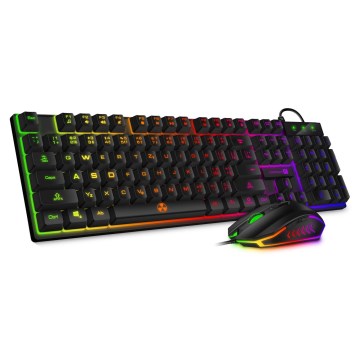 CONNECT IT CKM-3200-CS - Teclado y ratón gaming con cable LED RGB 1200/1800/2400/3600 DPI con localización checo/eslovaco negro
