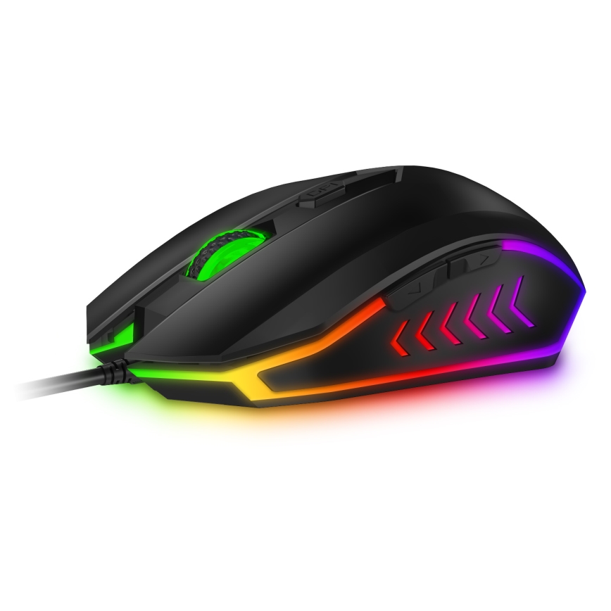 CONNECT IT CKM-3200-CS - Teclado y ratón gaming con cable LED RGB 1200/1800/2400/3600 DPI con localización checo/eslovaco negro