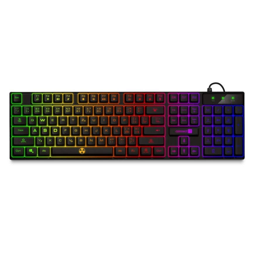 CONNECT IT CKM-3200-CS - Teclado y ratón gaming con cable LED RGB 1200/1800/2400/3600 DPI con localización checo/eslovaco negro