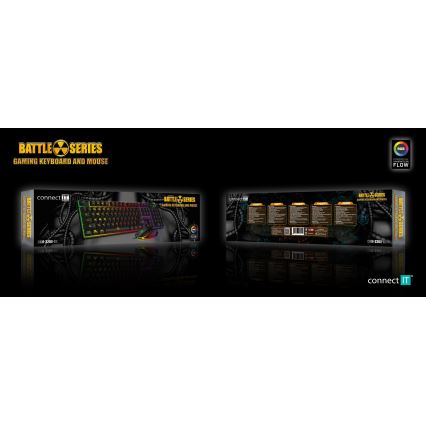 CONNECT IT CKM-3200-CS - Teclado y ratón gaming con cable LED RGB 1200/1800/2400/3600 DPI con localización checo/eslovaco negro