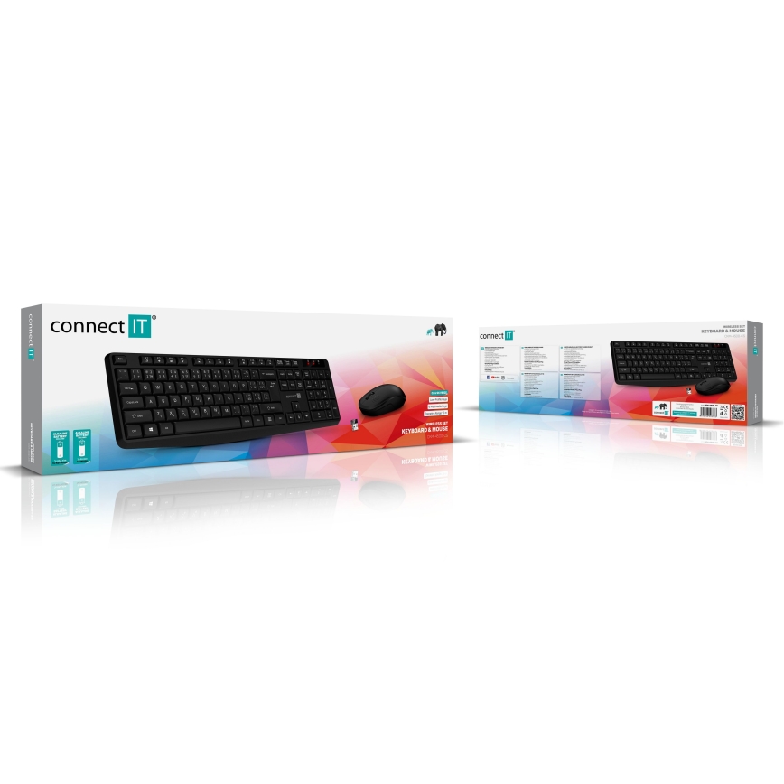 CONNECT IT CKM-4500-CS - Teclado y ratón inalámbricos 1000 DPI con localización para checo/eslovaco 1xAAA + 1xAA negro