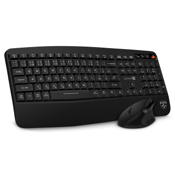 CONNECT IT CKM-6010-CS - Teclado inalámbrico ergonómico y ratón 800/1200/1600/2400 DPI con localización para checo/eslovaco 1xAA + 2xAAA negro