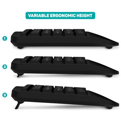 CONNECT IT CKM-6010-CS - Teclado inalámbrico ergonómico y ratón 800/1200/1600/2400 DPI con localización para checo/eslovaco 1xAA + 2xAAA negro