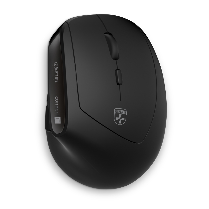CONNECT IT CKM-6010-CS - Teclado inalámbrico ergonómico y ratón 800/1200/1600/2400 DPI con localización para checo/eslovaco 1xAA + 2xAAA negro