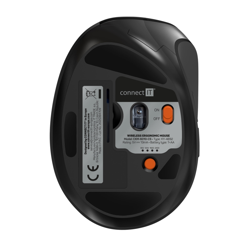 CONNECT IT CKM-6010-CS - Teclado inalámbrico ergonómico y ratón 800/1200/1600/2400 DPI con localización para checo/eslovaco 1xAA + 2xAAA negro