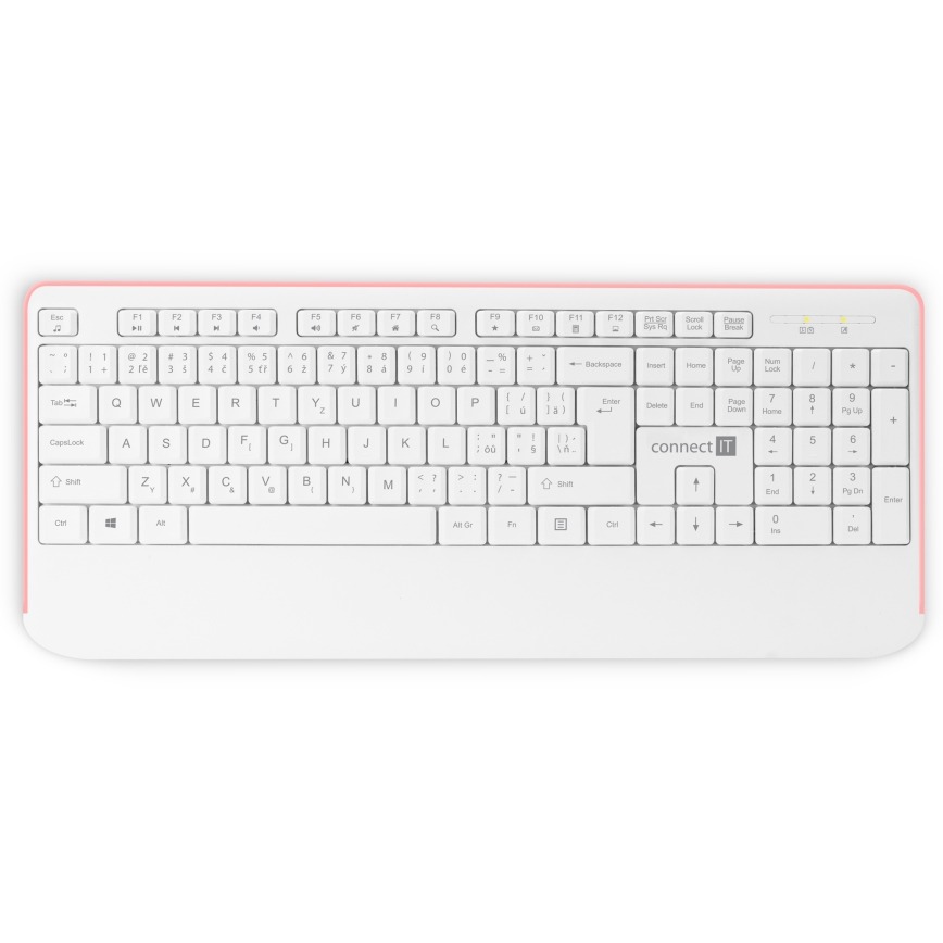 CONNECT IT CKM-7801-CS - Teclado y ratón inalámbricos 1200 DPI con localización para checo/eslovaco 1xAAA + 1xAA blanco/rosa