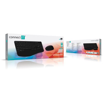 CONNECT IT CKM-7803-CS - Teclado y ratón inalámbricos 1200 DPI con localización para checo/eslovaco 1xAAA + 1xAA negro