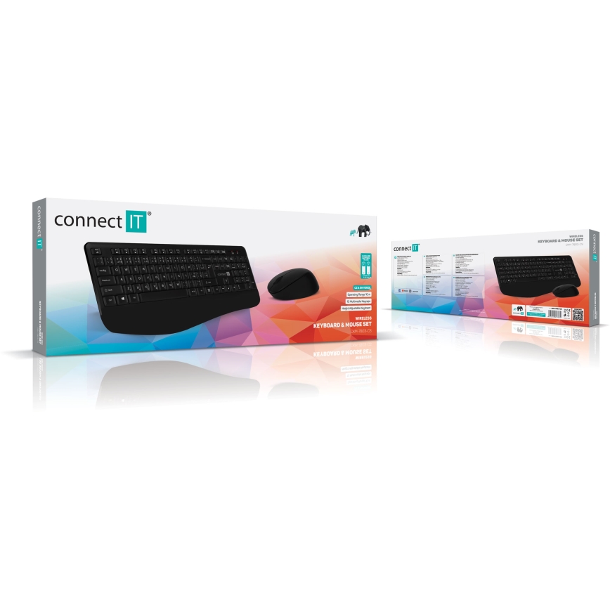 CONNECT IT CKM-7803-CS - Teclado y ratón inalámbricos 1200 DPI con localización para checo/eslovaco 1xAAA + 1xAA negro