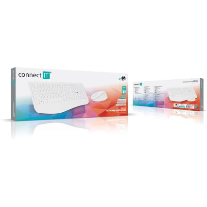 CONNECT IT CKM-7804-CS - Teclado y ratón inalámbricos 1200 DPI con localización para checo/eslovaco 1xAAA + 1xAA blanco