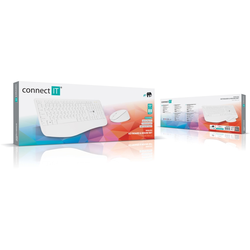 CONNECT IT CKM-7804-CS - Teclado y ratón inalámbricos 1200 DPI con localización para checo/eslovaco 1xAAA + 1xAA blanco