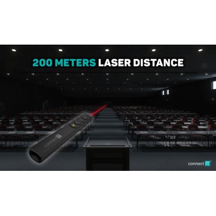 CONNECT IT CLP-2050-BK - Presentador inalámbrico con puntero láser 1xAAA
