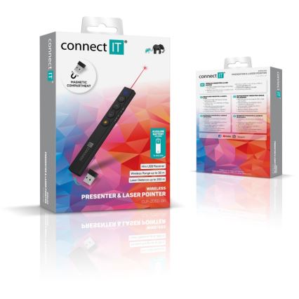 CONNECT IT CLP-2050-BK - Presentador inalámbrico con puntero láser 1xAAA