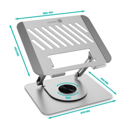 CONNECT IT CMF-2100-SL - Soporte giratorio para portátil plata