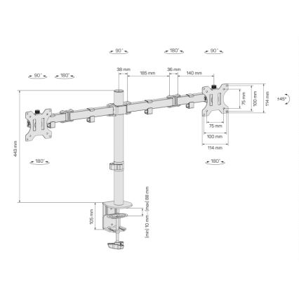 CONNECT IT CMF-3203-BK - Soporte universal para 2 monitores 13-32” negro