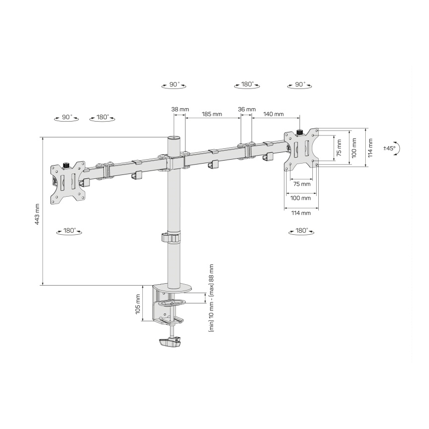 CONNECT IT CMF-3203-BK - Soporte universal para 2 monitores 13-32” negro