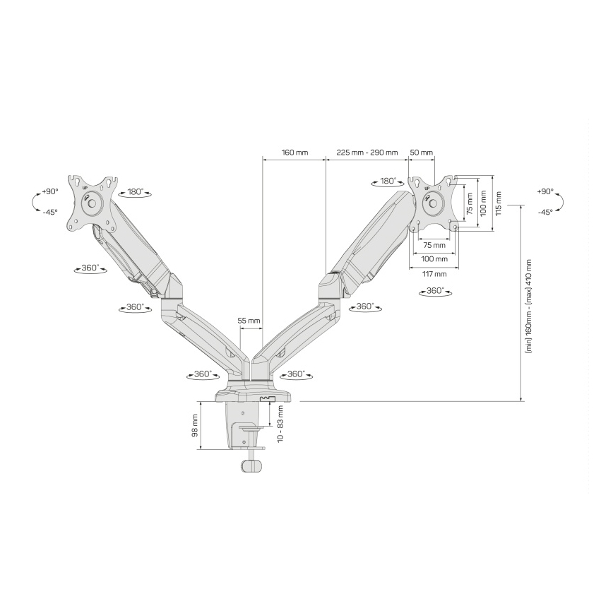 CONNECT IT CMF-3207-BK - Soporte universal para 2 monitores 13-27” negro