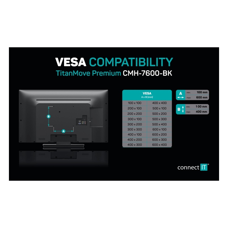CONNECT IT CMH-7600-BK - Soporte de pared para TV 32-70” negro