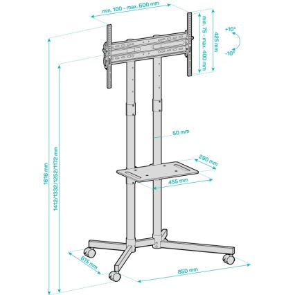 CONNECT IT CMH-9100-BK - Soporte móvil para TV con estante 37-70” negro