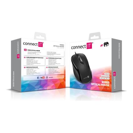 CONNECT IT CMO-1200-BK - Ratón con cable 1000 DPI negro