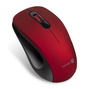 CONNECT IT CMO-2230-RD - Ratón inalámbrico silencioso MUTE 1200 DPI 1xAA negro/rojo