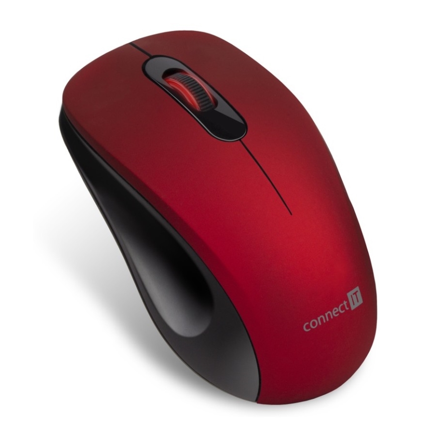 CONNECT IT CMO-2230-RD - Ratón inalámbrico silencioso MUTE 1200 DPI 1xAA negro/rojo