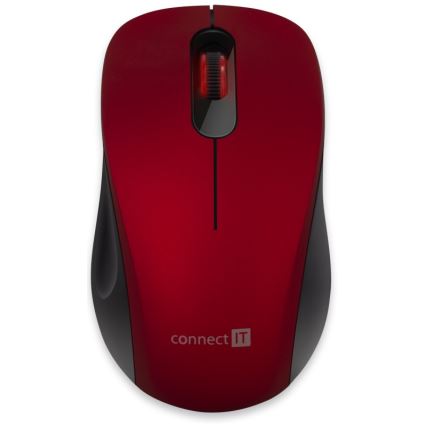 CONNECT IT CMO-2230-RD - Ratón inalámbrico silencioso MUTE 1200 DPI 1xAA negro/rojo