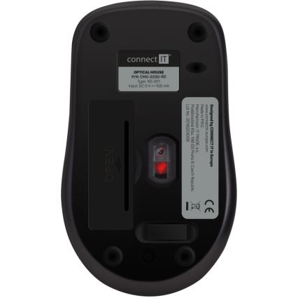CONNECT IT CMO-2230-RD - Ratón inalámbrico silencioso MUTE 1200 DPI 1xAA negro/rojo
