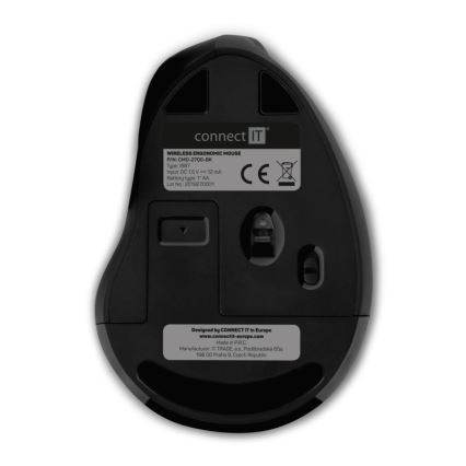 CONNECT IT CMO-2700-BK - Ratón ergonómico inalámbrico 800/1200/1600 DPI 1xAA negro