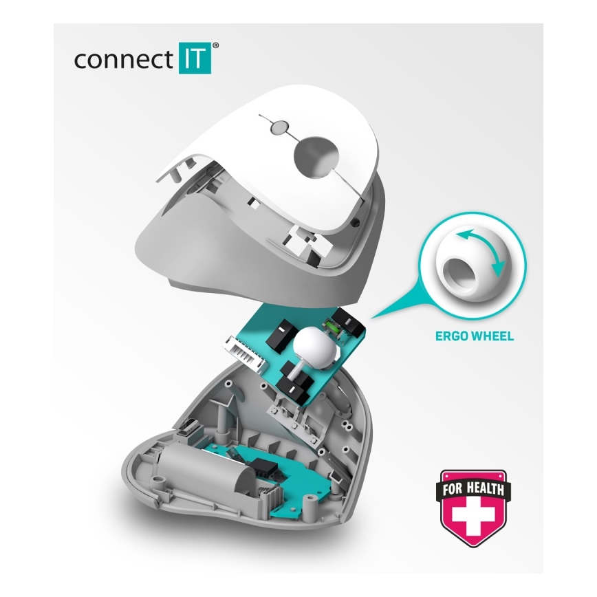 CONNECT IT CMO-2700-WH - Ratón ergonómico inalámbrico 800/1200/1600 DPI 1xAA blanco