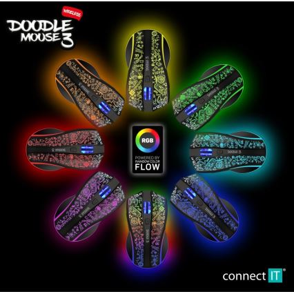 CONNECT IT CMO-3530-DD - LED RGB Ratón gaming inalámbrico recargable 800/1200/1600/2400/4800 DPI 600 mAh negro