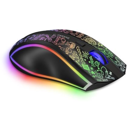 CONNECT IT CMO-3530-DD - LED RGB Ratón gaming inalámbrico recargable 800/1200/1600/2400/4800 DPI 600 mAh negro