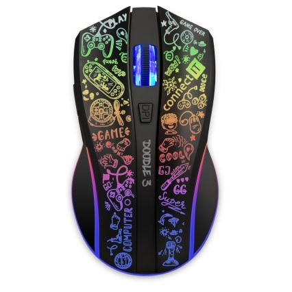 CONNECT IT CMO-3530-DD - LED RGB Ratón gaming inalámbrico recargable 800/1200/1600/2400/4800 DPI 600 mAh negro