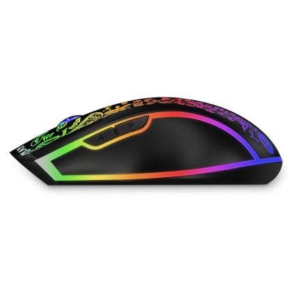 CONNECT IT CMO-3530-DD - LED RGB Ratón gaming inalámbrico recargable 800/1200/1600/2400/4800 DPI 600 mAh negro