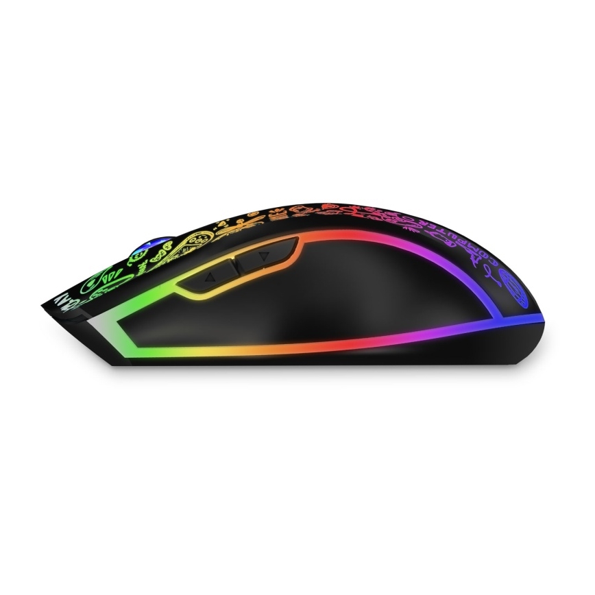 CONNECT IT CMO-3530-DD - LED RGB Ratón gaming inalámbrico recargable 800/1200/1600/2400/4800 DPI 600 mAh negro