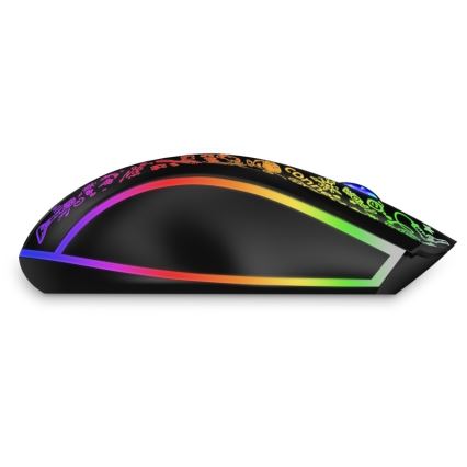 CONNECT IT CMO-3530-DD - LED RGB Ratón gaming inalámbrico recargable 800/1200/1600/2400/4800 DPI 600 mAh negro