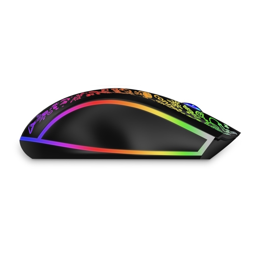 CONNECT IT CMO-3530-DD - LED RGB Ratón gaming inalámbrico recargable 800/1200/1600/2400/4800 DPI 600 mAh negro