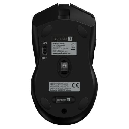 CONNECT IT CMO-3530-DD - LED RGB Ratón gaming inalámbrico recargable 800/1200/1600/2400/4800 DPI 600 mAh negro