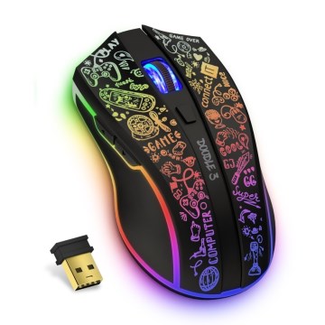 CONNECT IT CMO-3530-DD - LED RGB Ratón gaming inalámbrico recargable 800/1200/1600/2400/4800 DPI 600 mAh negro