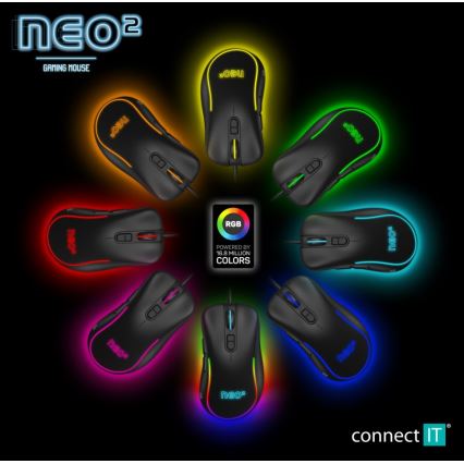 CONNECT IT CMO-3589-BK - LED RGB Ratón gaming con cable 200-7200 DPI negro
