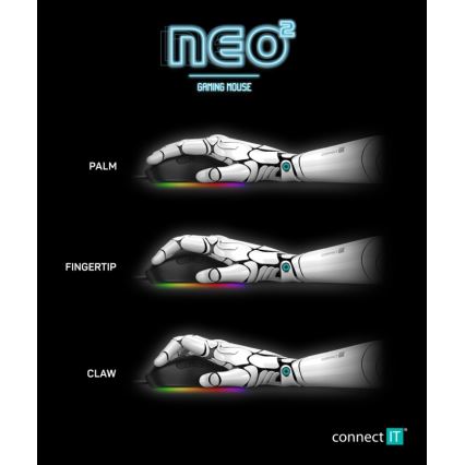 CONNECT IT CMO-3589-BK - LED RGB Ratón gaming con cable 200-7200 DPI negro