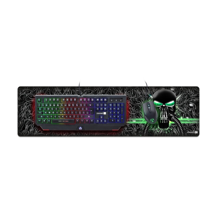 CONNECT IT CMP-1110-LG - Alfombrilla para teclado y ratón 88,6x24,5 cm negro/verde