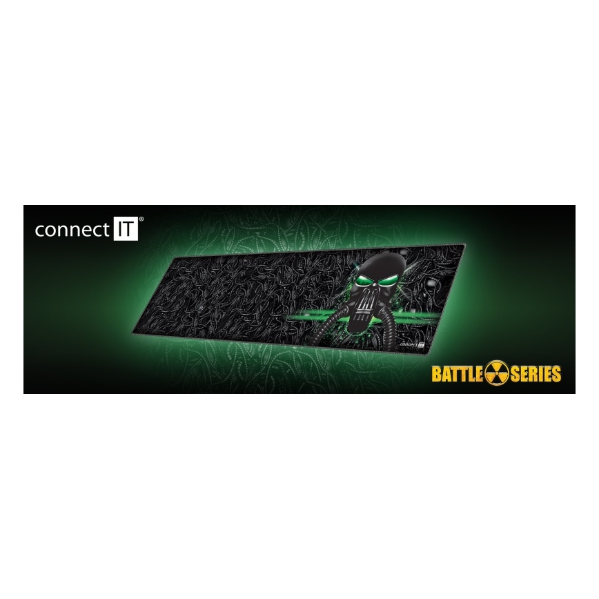 CONNECT IT CMP-1110-LG - Alfombrilla para teclado y ratón 88,6x24,5 cm negro/verde