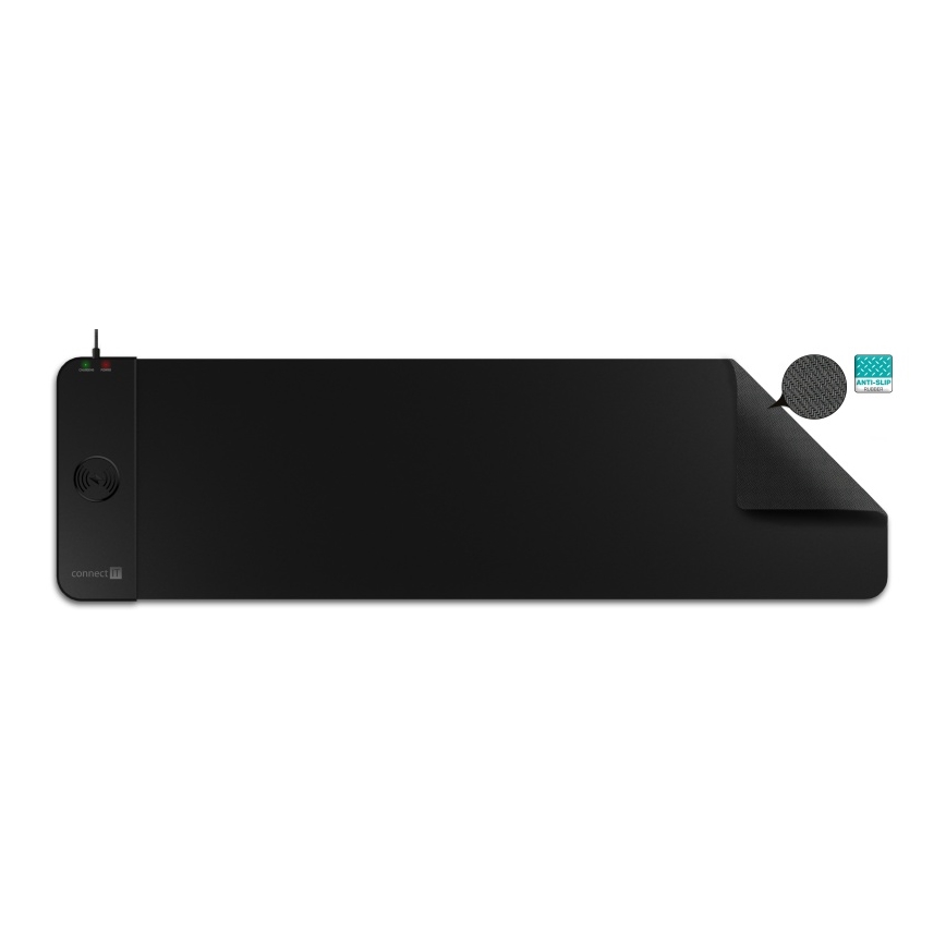CONNECT IT CMP-2500-LG - Alfombrilla para teclado y ratón con Qi cargador inalámbrico 80x30 cm negro