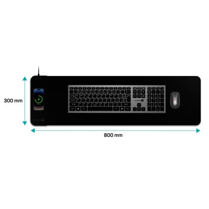 CONNECT IT CMP-2500-LG - Alfombrilla para teclado y ratón con Qi cargador inalámbrico 80x30 cm negro