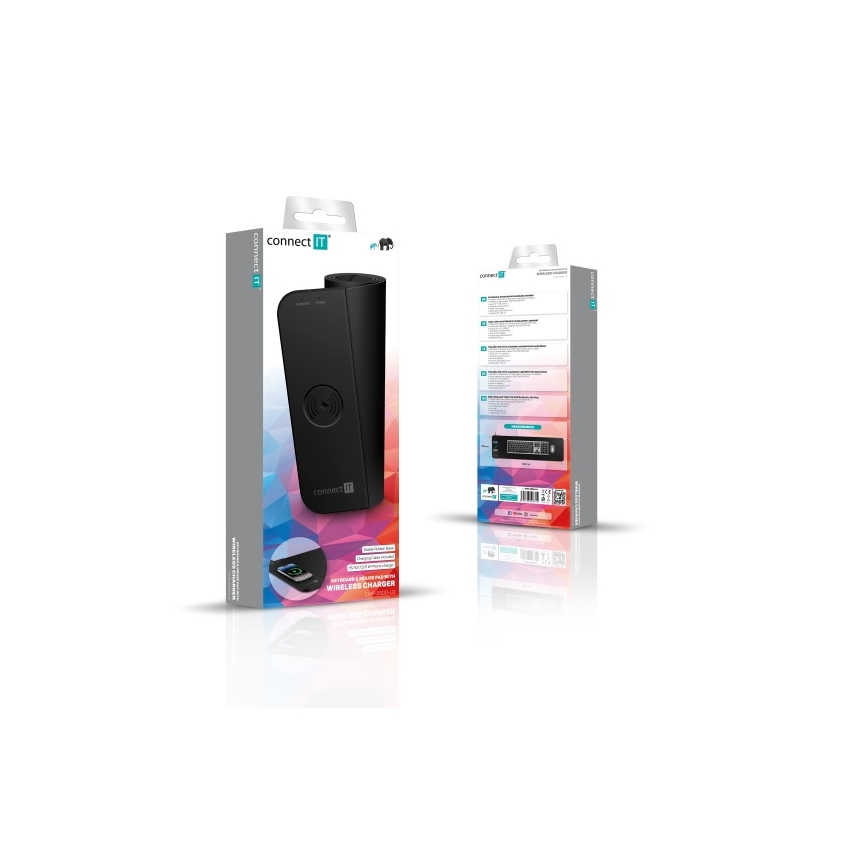 CONNECT IT CMP-2500-LG - Alfombrilla para teclado y ratón con Qi cargador inalámbrico 80x30 cm negro